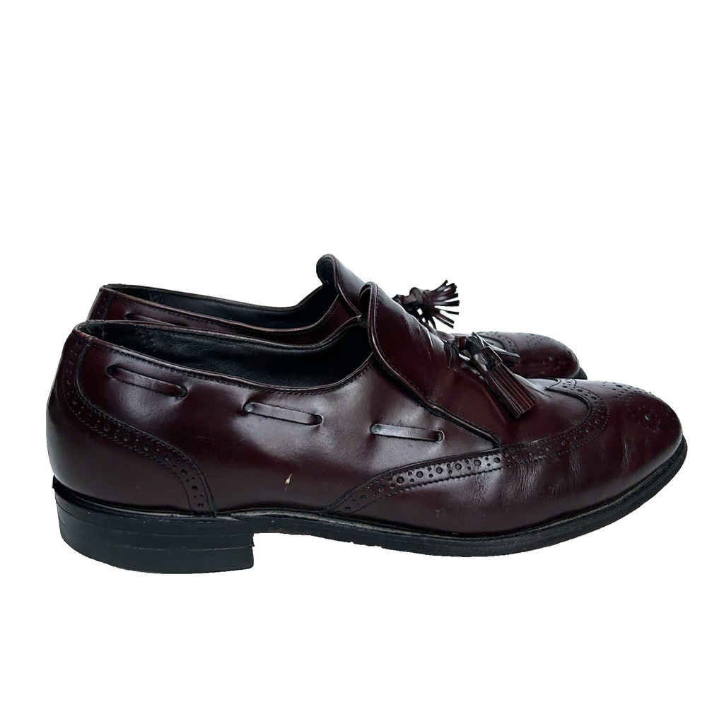 Bostonian Men's Burgundy Leather Iron Age Tassel Wingtip Loafers Size 10